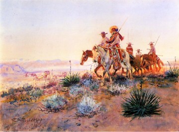 メキシカン・バッファロー・ハンターズ カウボーイ・インディアンズ チャールズ・マリオン・ラッセル インディアナ州 Oil Paintings